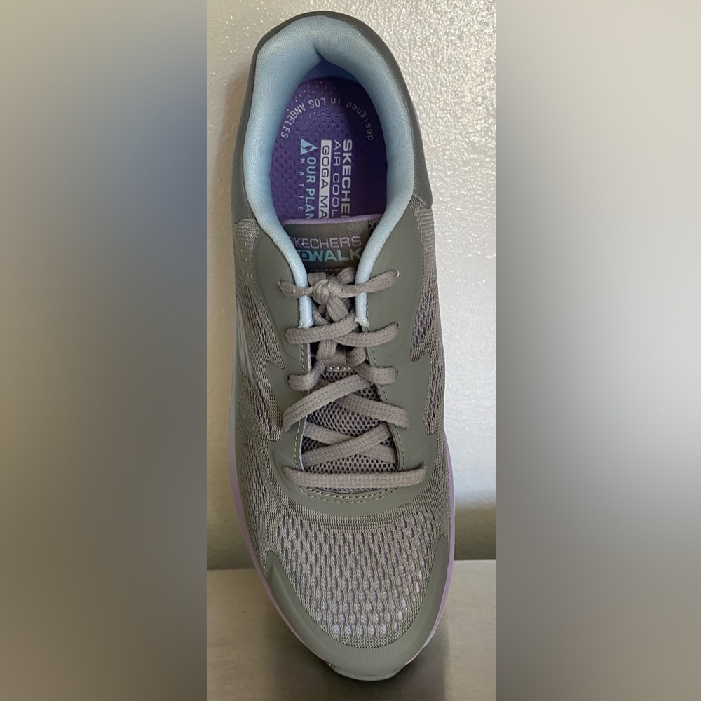 SKECHERS GO WALK MAX WALKER Women's Gray and Lavender Athletic Shoes - Picture 3 of 15